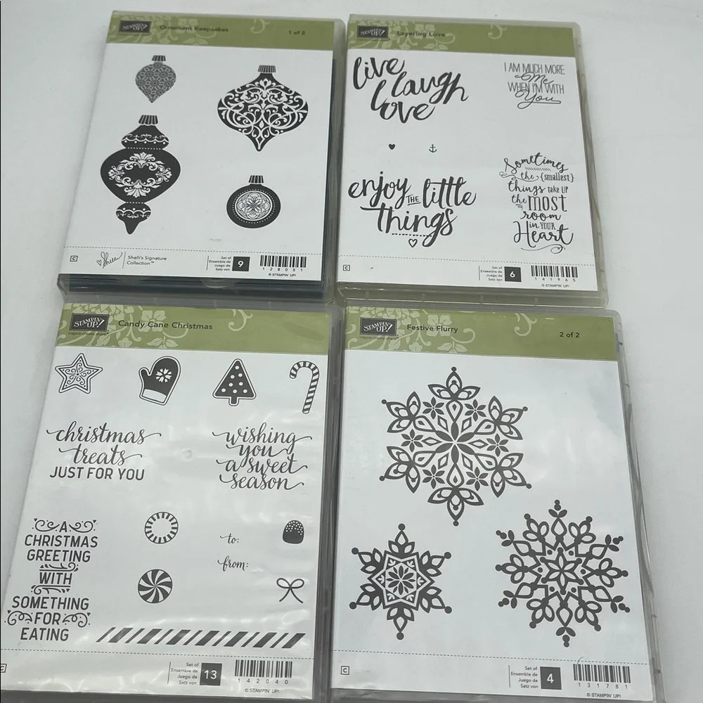 Stampin’ Up Lot of Stamps Clear Rubber Holiday Numbers Flowers Birthday Cards